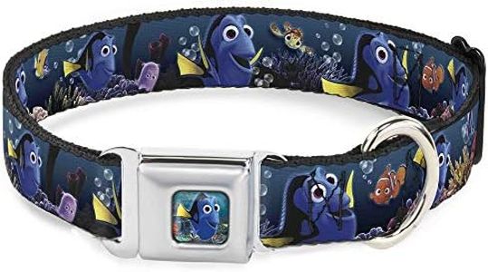 Dog Collar Seatbelt Buckle Dory Poses Friends Under the Sea 16 to 23 Inches 1.5 Inch Wide