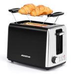 Aigostar 2 Slice Toaster with Warming Rack, 750W Low Wattage Black Toaster, 7 Variable Browning Settings, Defrost Reheat Cancel Functions, Auto Shut-Off, BPA Free - Delish 30A3Y