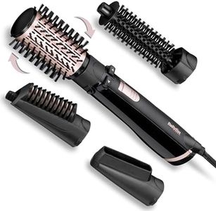 BaByliss AS200E Brush & Style Ionic rotating hot air brush set, 1000 watts, 4 attachments, black, 5-piece set