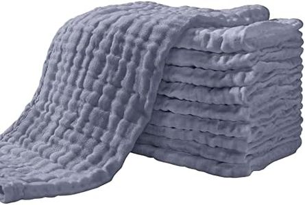 Yoofoss Muslin Burp Cloths for Baby 10 Pack 100% Cotton Baby Washcloths for Boys Girls Large 20''X10'' Super Soft and Absorbent Fog Blue