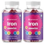 La Nature's Iron Gummies Superfood to Prevent Fatigue and Boost Energy Maintain Hameglobin Level Supports Immune System Good for Pregnancy Health for Women Strawberry Flavour Gummy Bears - 60 Gummies