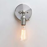 PERMO Minimalist Single Socket 1- Light Wall Sconce Lighting with On/Off Switch (Brushed)