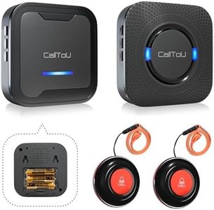 CallToU Wireless Caregiver Pager Call Button Nurse Calling Alert System Call Bell Elderly Patient Disabled with 2 Transmitters 1 Plug-in Receiver 1 Battery Portable Receiver