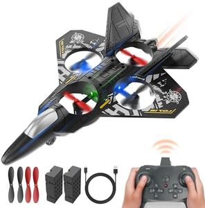BEZGAR Drones for Kids | 2.4GHZ RC Plane, 6-axis Gyro Remote Control Airplane, RC Helicopter, 360° Flip Fighter Jet Toy with Colorful LED Navigation Light Gray