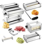 CucinaPro Pasta Maker Deluxe Set 5 pc Steel Machine w Spaghetti Fettuccini Roller Angel Hair Ravioli Noodle Lasagnette Cutter Attachments, Hand Crank & Clamp- For Holiday Italian Dinner Cooking