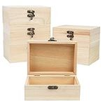 BELLE VOUS Unfinished Wooden Box (6 Pack) - 14.8 x 10.2 x 6.3cm / 5.83 x 4.02 x 2.48 Inches - Wood Boxes with Hinged Lid & Front Locking Clasp - Home Storage for Jewellery, DIY Arts & Crafts Hobbies