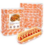 Ocmoiy 300 Pcs Paper Hot Dog Trays 6 Inch Paper Food Trays Concession Stand Supplies Disposable Hot Dog Holder Paper Hot Dog Boats for to Go Hot Dogs, Hot Dog Cart Supplies (Plaid)