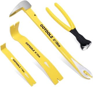 4-Piece Pry Bar Set, 12-Inch Utility Claw Pry Bar, 10-Inch & 7.5-Inch Flat Pry Bars Crowbar Claw, 8-Inch End Cutting Pliers, Nail Remover Tool for Baseboard, Floor, Nails Removal (Yellow 2026)