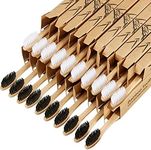 20 Pieces Biodegradable Bamboo Toothbrushes Reusable Charcoal Bamboo Toothbrush Natural Reusable Toothbrushes with BPA-free Soft Bristles and Natural Wooden Handle in Individually Packaged