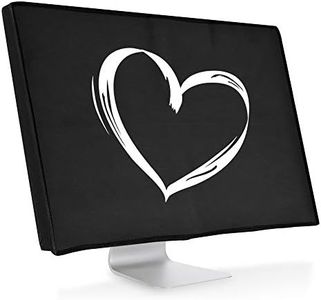 kwmobile Computer Monitor Cover Compatible with 24-26" Monitor - Brushed Heart White/Black