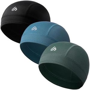 SAITAG 3 Pieces Skull Cap Helmet Liner, Cooling Hat Welding Cycling Beanies Head wrap for Men Women Hard Hat Durags