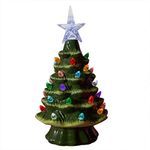 HEITIGN 18.8cm Lighted Ceramic Christmas Tree Christmas Tabletop Decorations Christmas Light Up Tree for Christmas Decoration