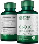 Prime Code [ 3 𝐢𝐧 𝟏] CoQ10 250mg with Magnesium Glycinate and Vitamin E | CoQ10 Capsules 250mg | Magnesium Glycinate 200mg | Vitamin E 15mg | Organic | Non-GMO | Gluten & Soy Free | Vegan