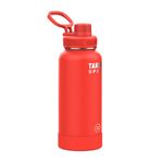 Takeya Sport 32 oz Triple Wall Insulated Stainless Steel Water Bottle With Ice Blocking Spout Lid, Unmatched Quality, 26+ Hours Cold, Pro Fire