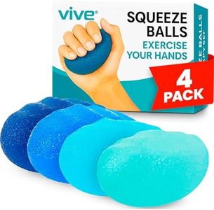 Vive Squeeze Balls for Hand Therapy Set (4 Pack) - Grip Strengthener Occupational Exercise Equipment for Arthitis, Parkinsons, Stroke, Carpal Tunnel Recovery - Stress Relief Massage Putty Finger Toy