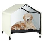 CAREDPETS Indoor Outdoor Dog House | Elevated Dog Bed with Canopy for Small Medium Dogs Cats, Outside Raised Dog Bed, Waterproof & Sunproof Shade Shelter Tent(24" x 24")