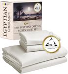 California Design Den Certified Luxury 100% Egyptian Cotton Bed Sheets Queen Size, Deep Pocket Bed Sheets Set, Sateen Cooling Sheets for Hot Sleepers, Ivory Sheet Set Queen