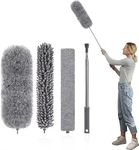 Kresal 4 pcs Feather Dusters for Cleaning, 100'' Bendable Duster Cleaning Long Handle Kit, Microfiber Duster Set, Telescopic Dusters for Cleaning Ceilings, Lights, Fan, Corner, Furniture