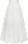 SCARLET DARKNESS Women’s Victorian Skirt Elastic High Waist Maxi Skirts Lace-up Peasant Skirts White L