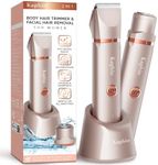 Electric Bikini Trimer Shaver Women: 2 in 1 IPX7 Waterproof Wet & Dry Use Body Hair Trimmer and Facial Hair Remover - Rechargeable Hair Removal Kit for Bikini Underarm Leg Arm Body Face (Rose Gold)