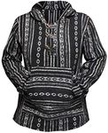 Shopoholic Fashion Boho Baja Pullover Hippie Festival Fleece Hoodie Jacket for Women (XL/Black)