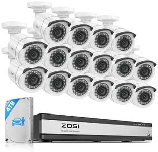 ZOSI H.265+ 16CH Security Camera System with AI Human Vehicle Detection, 16CH DVR with 4TB HDD for 7/24 Record, 16 x 1080p CCTV Camera Outdoor Indoor with 80ft Night Vision, 90°Wide Angle