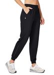 Willit Women's Athletic Joggers Pants Running Workout Quick Dry Pants Lightweight with Zipper Pockets Black XL