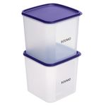 Amazon Brand - Solimo Square Modular Plastic Storage Container | Airtight | BPA-Free | Set of 2 | 3.9 L (Blue)
