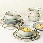 AmorArc Stoneware Dinnerware Sets,Round Reactive Glaze Plates and Bowls Set,Highly Chip and Crack Resistant | Dishwasher & Microwave Safe,Service for 6 (18pc), ADW009