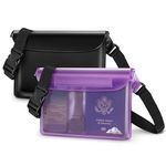 HEETA Waterproof Fanny Pack, Waterproof Pouch Dry Bag 2-Pack for Phone, Adjustable Waist Strap and Screen Touch Sensitive, Swimming Kayaking Boating Beach Fishing Diving Accessories (Black & Purple)