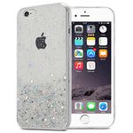 cadorabo Case compatible with Apple iPhone 6 PLUS / 6S PLUS in Transparent with Glitter - Protective TPU silicone cover with sparkling glitter - Ultra Slim Back Cover Case