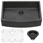 Ruvati Gunmetal Black Matte Stainless Steel 36-inch Apron-Front Farmhouse Kitchen Sink - Single Bowl - RVH9880BL