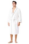 Fishers Finery Men's Premier Turkish Style Terry Spa Robe; Ultra Plush Microfiber Bamboo/Cotton Terry White Size L/XL