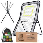 Victorem Lacrosse Rebounder and Lacrosse Balls Bundle - 6x3.5 Ft. Bounce Back, Pitch Back Rebounder with Lacrosse Ball Set of 12, Works as Massage Ball, Sturdy Baseball/Softball Rebounder