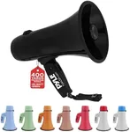 Pyle 20W Megaphone Bullhorn - Portable, Automatic Siren & Adjustable Volume,Projection Range Up to 400 Square Yards, Aux Input, Talk, Siren, Music, Whistle, & Record, Shoulder Strap (Black)