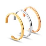 NUTRISMART Hair Tie Bracelets Stainless Steel Grooved Cuff Bangle High Polished Jewelry Bracelet for Women (3PACK)