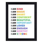 Interio Crafts Positive Self Affirmations Framed Poster - Motivational Poster for Home or Office Wall Decor- Synthetic Wood - 13 X 10 Inches