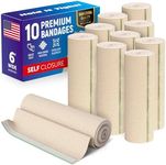 6” Premium Elastic Bandage Wrap - 10 Pack - Hook & Loop Closures - Wide Compression Bandage Wrap - Waist, Legs, Knee, Lymphedema, Body Wrap