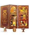 Doviden Book Nook Kit Miniature Dollhouse, DIY Wooden Doll House Toys with Night Light, Building Mini Model for Age 14up Teens and Adults Gift