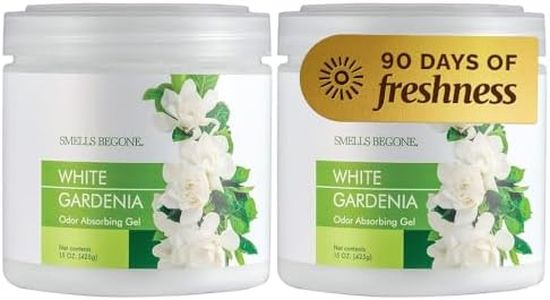 SMELLS BEGONE Air Freshener Odor Absorber Gel - Made with Essential Oils - White Gardenia Scent - 15 Ounce - 2 Pack