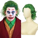 QUEENTAS Joker Wig Green Hair Wig for Men Full Head Synthetic Wig Halloween Cosplay Party Diwali Wigs