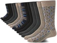Van Heusen Men's Dress Socks - Lightweight Mid-Calf Crew Dress Socks (14 Packs), Brown/Grey Heather, 6-12.5