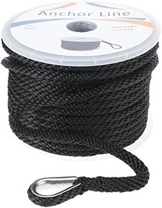 NovelBee Solid Braid MFP Anchor Line with Thimble 3/8" x 150' Anchor Rope Marine Boat Rope, Black