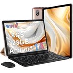 2024 Tablet Android 14 Tablets with 128GB ROM+18GB RAM (4+14 Virtual), 1TB Expand 2 in 1 10.1 Tablet with Keyboard, Powerful Octa-Core, WiFi 6, BT5.0, 6000mAh, Widevine L1, Gold