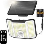 HAARAY Solar Light Outdoor, 3 Lighting Mode, 3 Adjustable Brightess,171 LED Solar Flood Light with Remote, IP65 Waterproof, Dusk to Dawn Motion Sensor Security Light for Outside,1 Pack