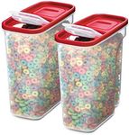 Rubbermaid Premium Modular Food Lids, Cereal Keeper, 2-Pack, 18-Cup Stacking, Space Saving Plastic Storage Containers, Clear