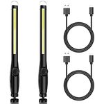 LED Work Light, XTAUTO 600LM Rechargeable COB Work Light 2200mAh, Portable Flashlight Worklight Inspection Light w/Magnetic Base Hook for Car Repair Home Garage Emergency Outdoor Camping 2-Pack
