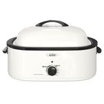 Sunvivi 24lb 20-Quart Roaster Oven, Electric Roaster Oven with Self-Basting Lid, Turkey Roaster with Unique Defrost/Warm Function, Large Roaster with Removable Pan & Rack, Stainless Steel, White