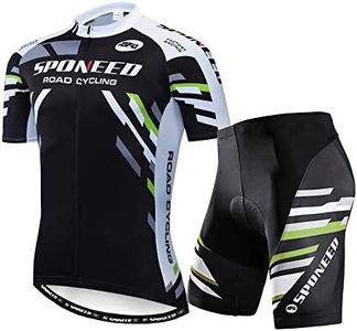 sponeed Men's Cycling Jersey Suits Bike Shorts Cushioned Road Racing Cycle Uniforms US Small Green Black