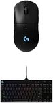 Logitech G Pro Wireless Gaming Mouse & G PRO Mechanical Gaming Keyboard, Ultra Portable Tenkeyless Design, Detachable Micro USB Cable, 16.8 Million Color LIGHTSYNC RGB Backlit Keys